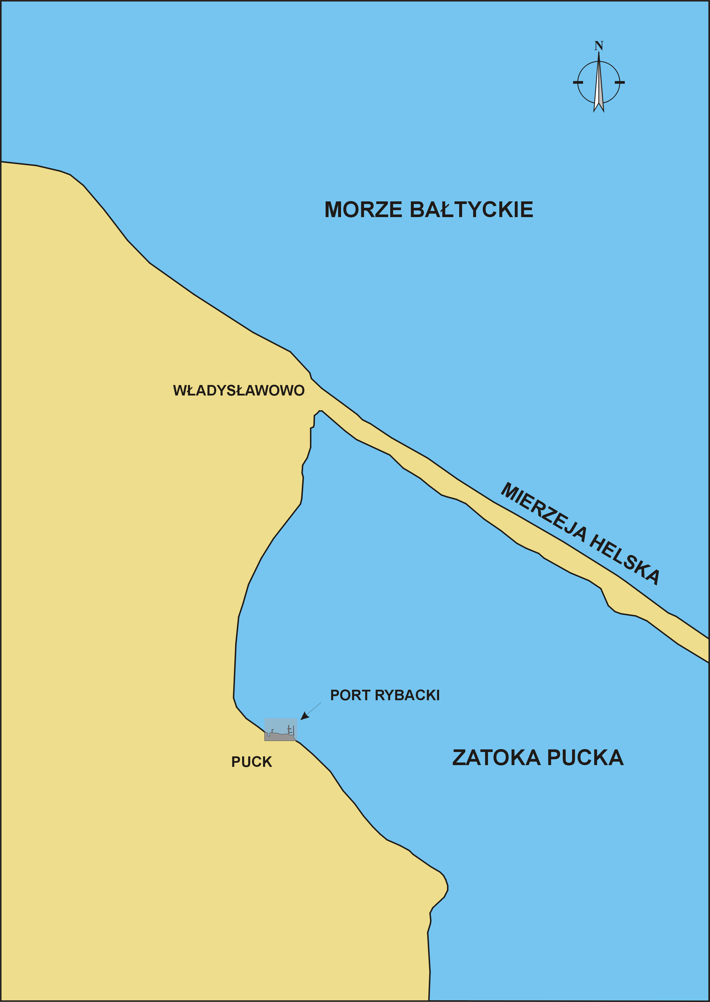 2. LOKALIZACJA PORTU I DANE WYJŚCIOWE Port Rybacki w Pucku usytuowany jest w zachodniej-wewnętrznej części Zatoki Puckiej (Rysunek 1), która oddzielona jest od właściwej Zatoki Gdańskiej przez