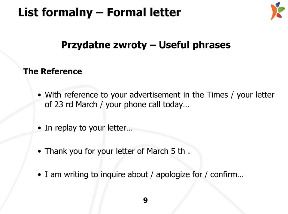 March / your phone call today In replay to your letter Thank you for your