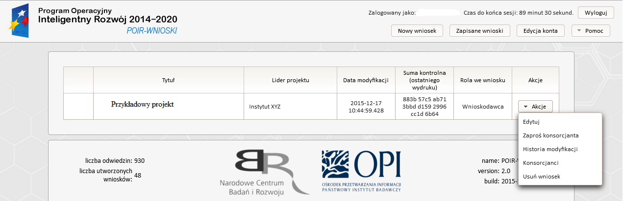 Strona13 Współpraca przy tworzeniu wniosku o dofinansowanie System informatyczny OPI PIB umożliwia jednoczesną pracę kilku użytkowników nad tym samym wnioskiem o dofinansowanie.