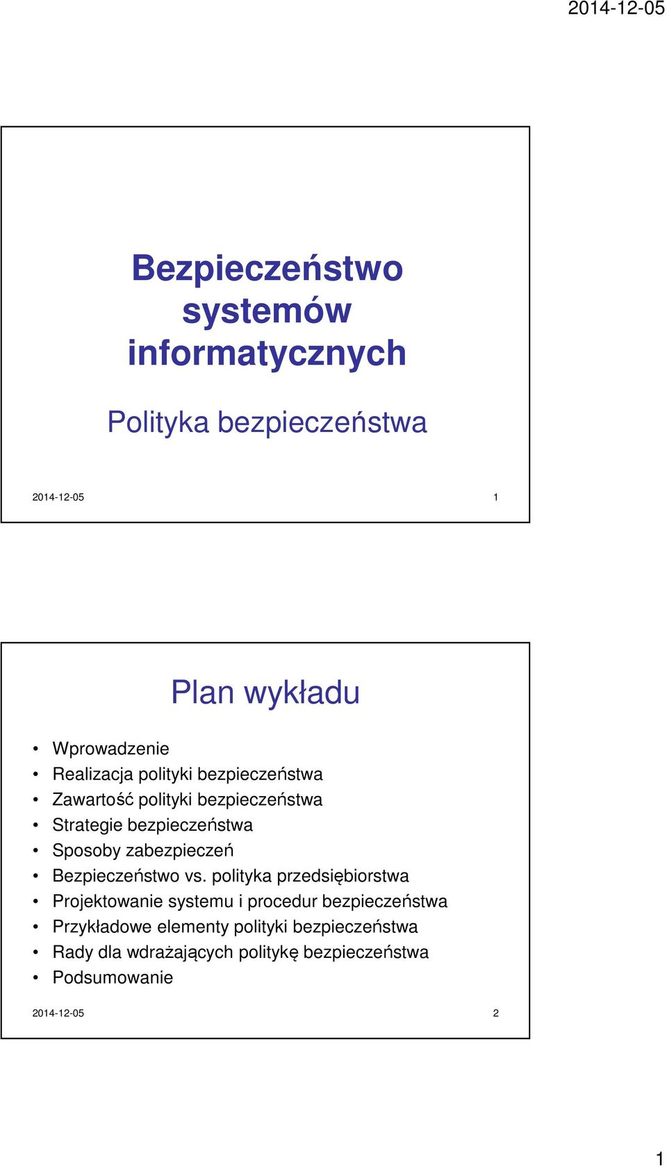zabezpieczeń Bezpieczeństwo vs.
