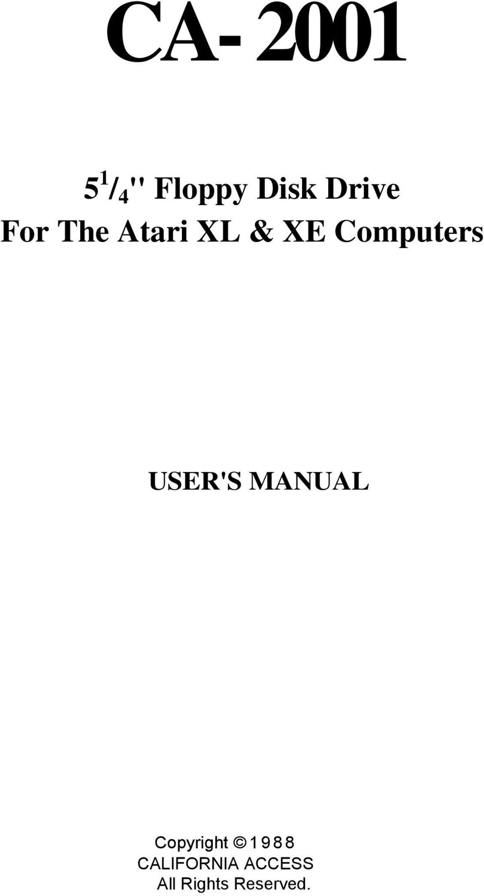 Computers USER'S MANUAL Copyright