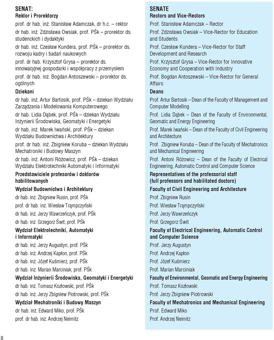 ogólnych Dziekani dr hab. inż. Artur Bartosik, prof. PŚk dziekan Wydziału Zarządzania i Modelowania Komputerowego dr hab. Lidia Dąbek, prof.