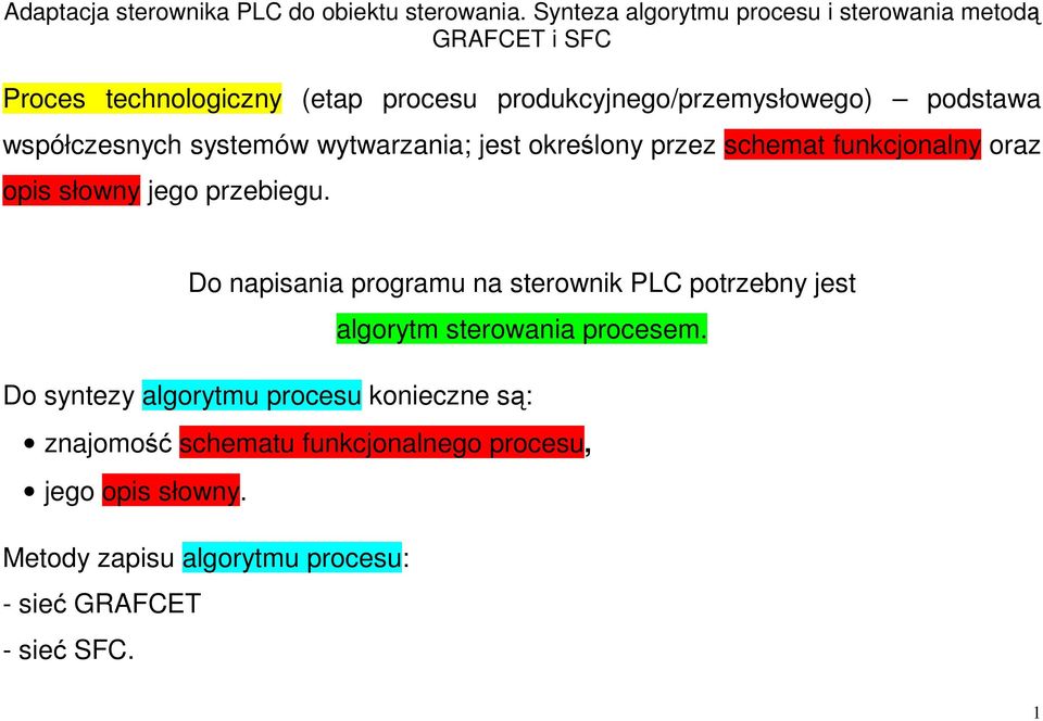 współczesnych systemów wytwarzania; jest określony przez schemat funkcjonalny oraz opis słowny jego przebiegu.