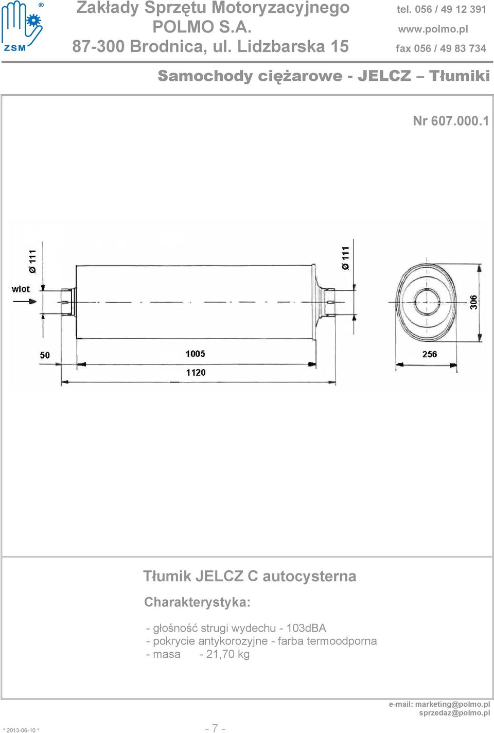 wydechu - 103dBA - pokrycie antykorozyjne -