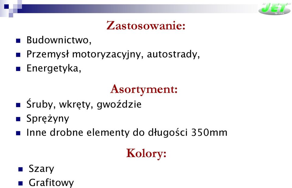 Asortyment: Śruby, wkręty, gwoździe Sprężyny