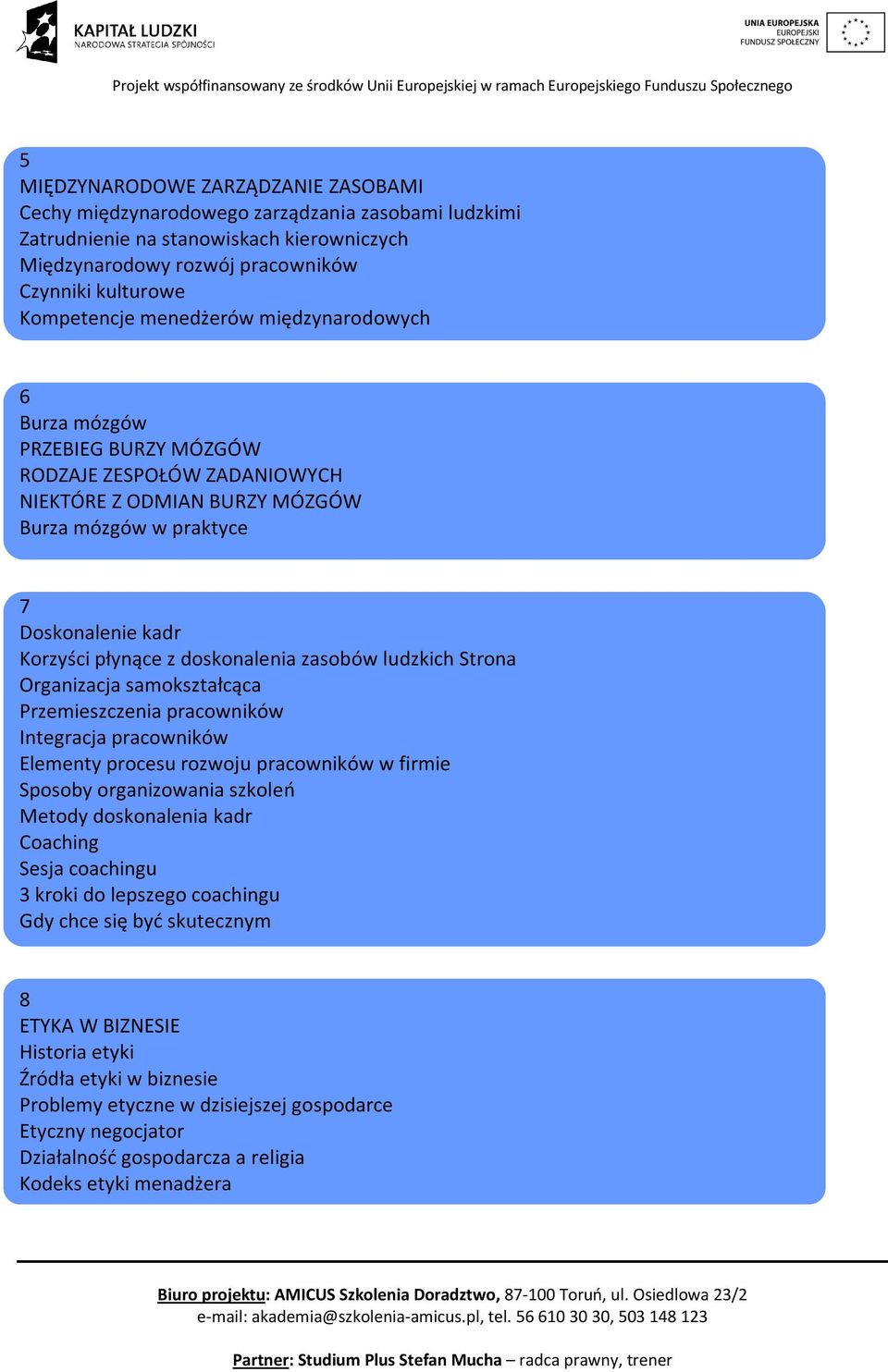 doskonalenia zasobów ludzkich Strona Organizacja samokształcąca Przemieszczenia pracowników Integracja pracowników Elementy procesu rozwoju pracowników w firmie Sposoby organizowania szkoleń Metody