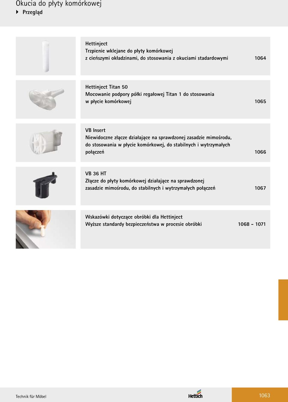 mimośrodu, do stosowania w płycie komórkowej, do stabilnych i wytrzymałych połączeń 1066 VB 36 HT Złącze do płyty komórkowej działające na sprawdzonej zasadzie