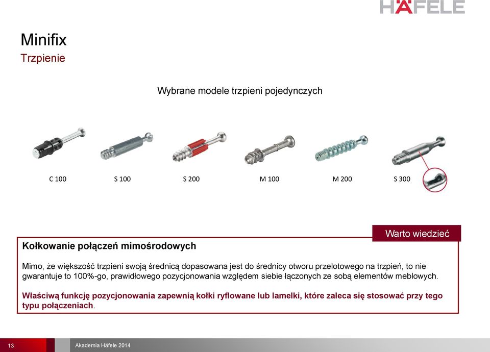 gwarantuje to 100%-go, prawidłowego pozycjonowania względem siebie łączonych ze sobą elementów meblowych.