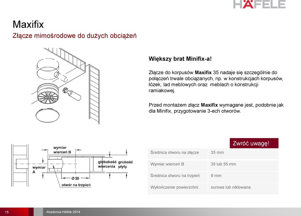 w konstrukcjach korpusów, łóżek, lad meblowych oraz meblach o konstrukcji ramiakowej.