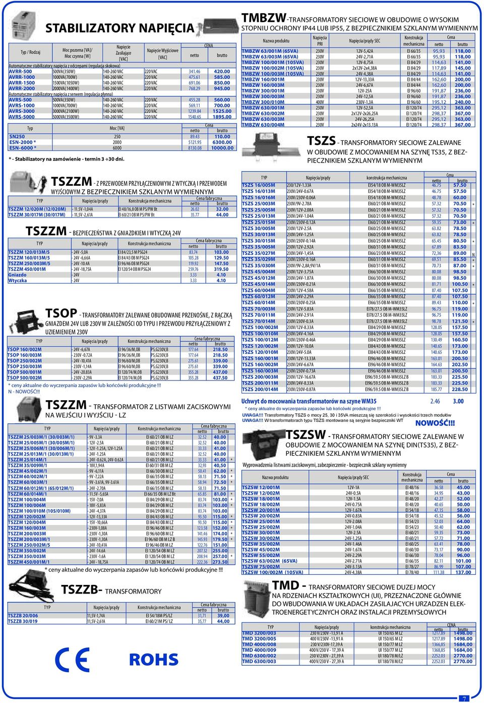 00 AVRR-2000 2000VA(1400W) 140-260 VAC 220 VAC 768.29 945.00 Automatyczne stabilizatory napięcia z serwem (regulacja płynna) AVRS-500 500VA(350W) 140-260 VAC 220 VAC 455.28 560.