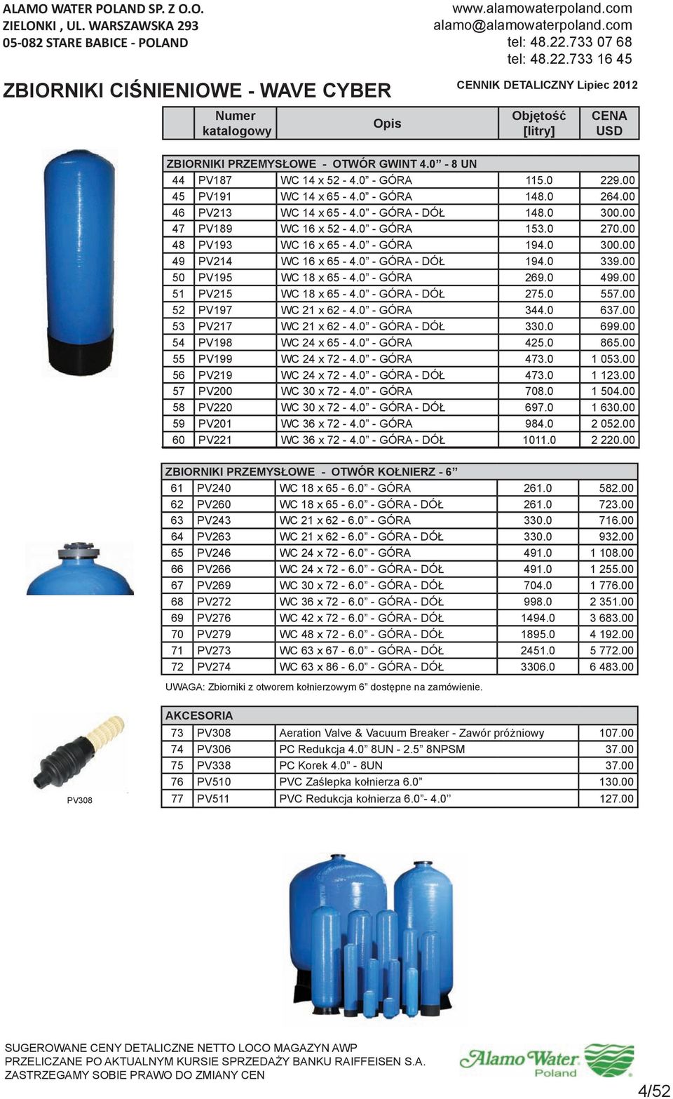00 50 PV195 WC 18 x 65-4.0 - GÓRA 269.0 499.00 51 PV215 WC 18 x 65-4.0 - GÓRA - DÓŁ 275.0 557.00 52 PV197 WC 21 x 62-4.0 - GÓRA 344.0 637.00 53 PV217 WC 21 x 62-4.0 - GÓRA - DÓŁ 330.0 699.