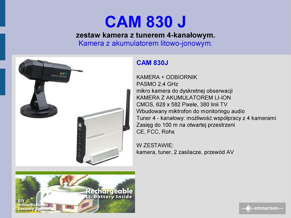 CAM 830J KAMERA + ODBIORNIK mikro kamera do dyskretnej obserwacji KAMERA Z