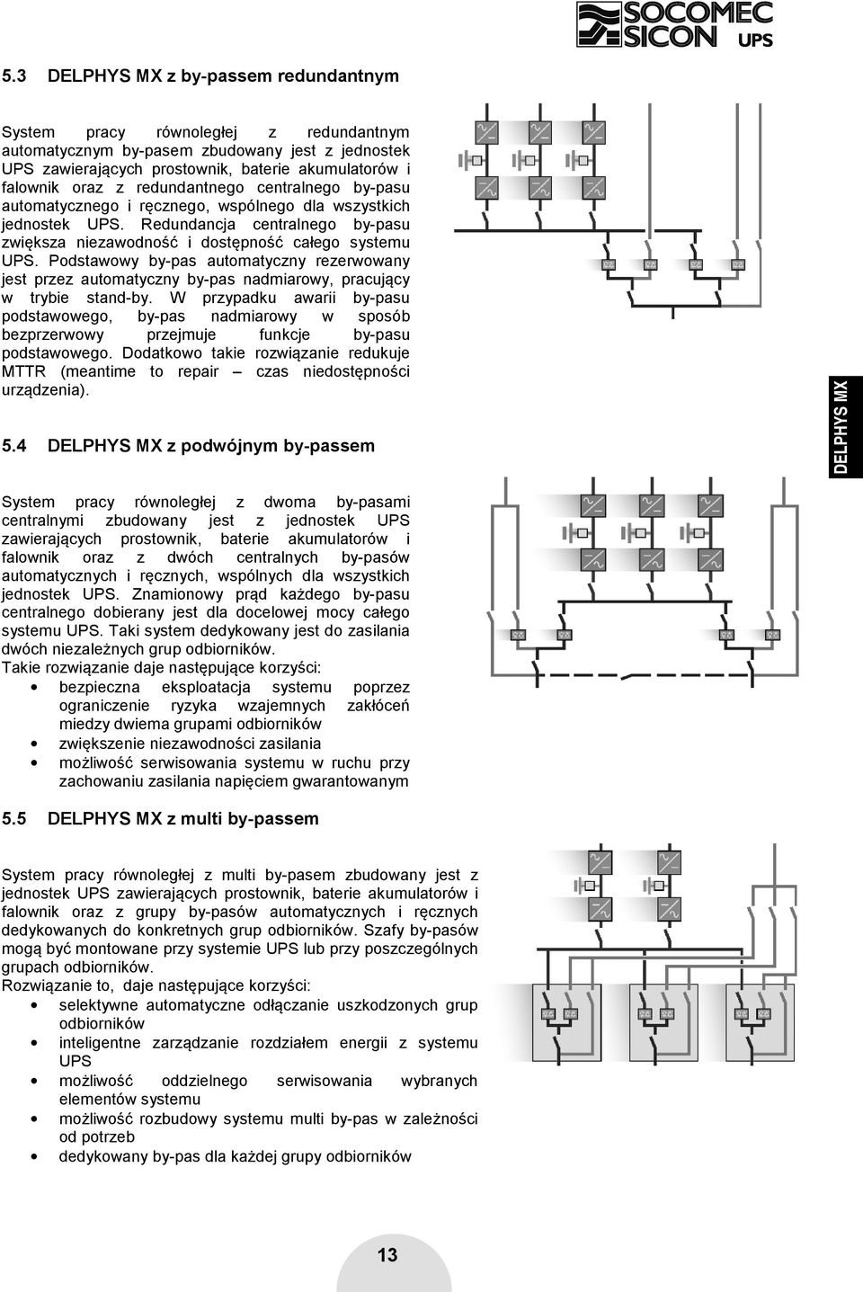 Podstawowy by-pas automatyczny rezerwowany jest przez automatyczny by-pas nadmiarowy, pracujący w trybie stand-by.