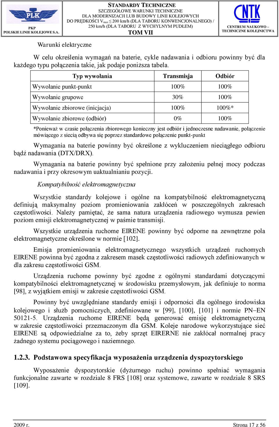 zbiorowego konieczny jest odbiór i jednoczesne nadawanie, połączenie mówiącego z siecią odbywa się poprzez standardowe połączenie punkt-punkt Wymagania na baterie powinny być określone z wykluczeniem