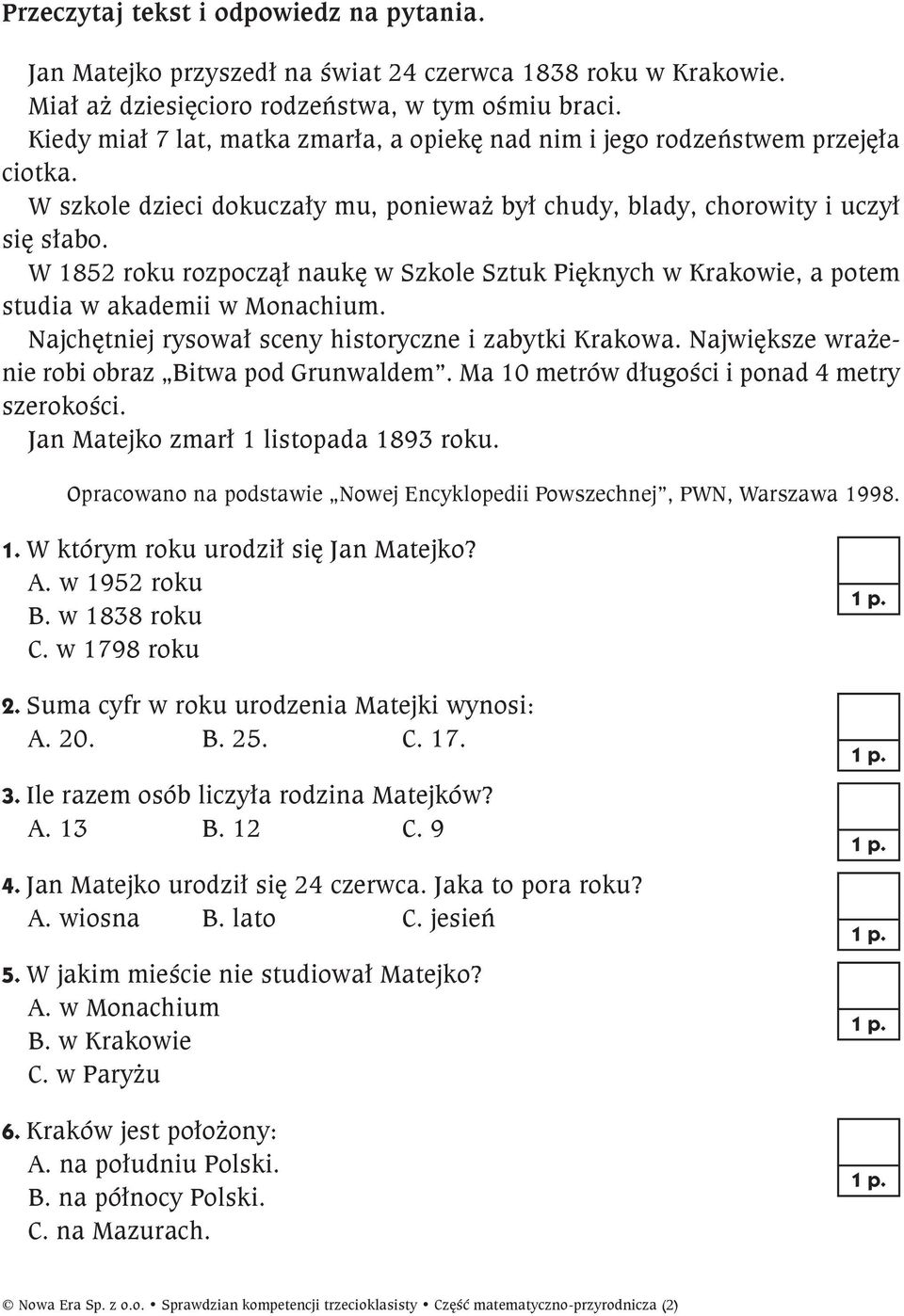 Testy Z Matematyki Klasa 3 Do Druku Testy Sprawdzian Z Matematyki Klasa 3 Podstawowa Nowa Era - Mądry