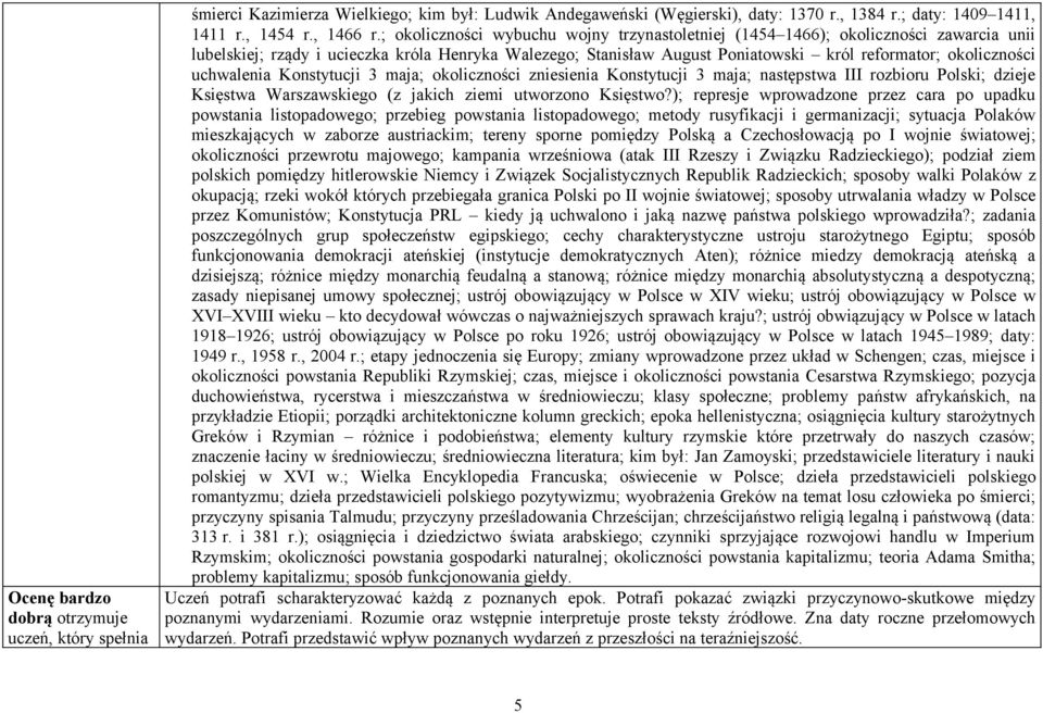 uchwalenia Konstytucji 3 maja; okoliczności zniesienia Konstytucji 3 maja; następstwa III rozbioru Polski; dzieje Księstwa Warszawskiego (z jakich ziemi utworzono Księstwo?
