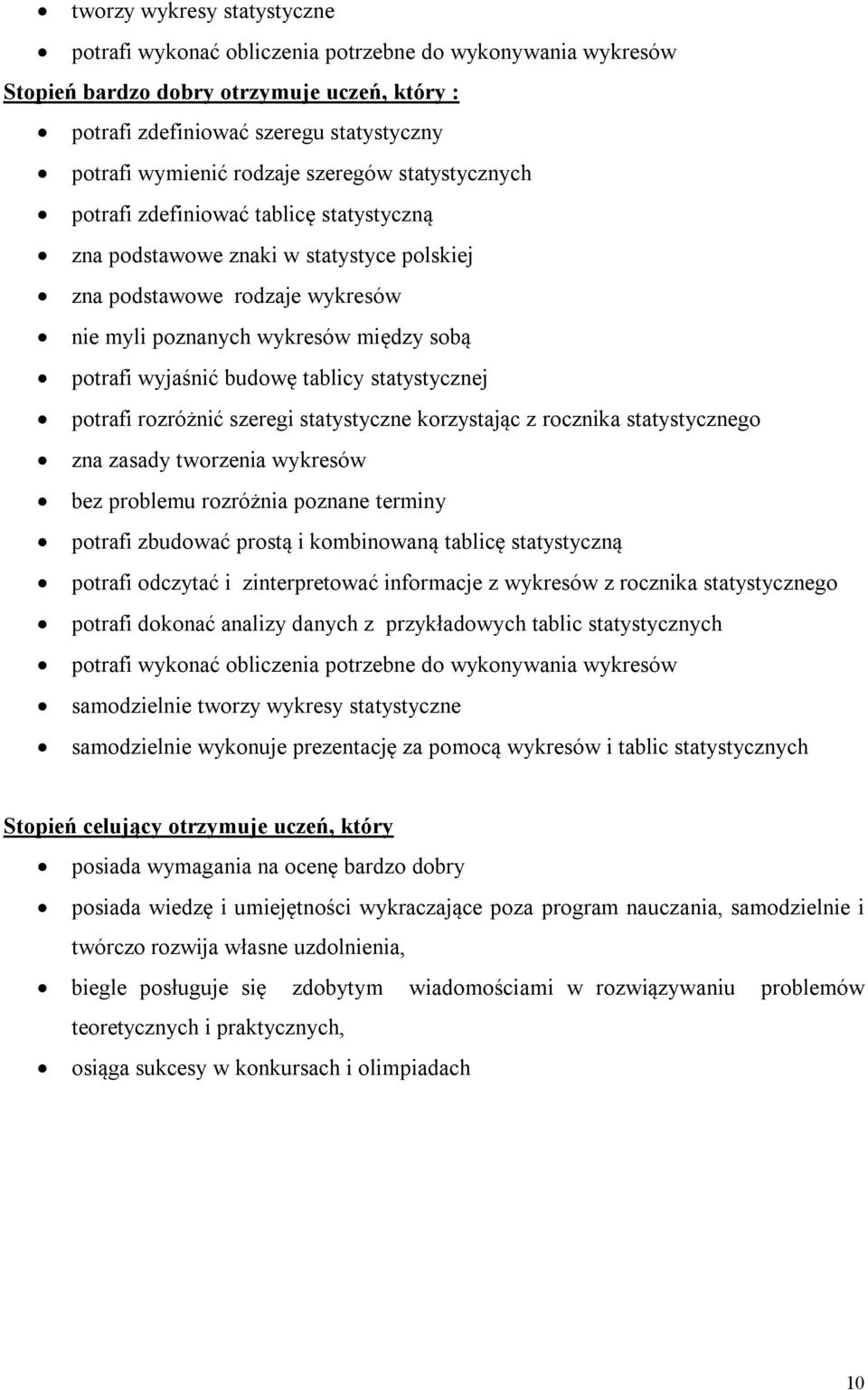 wyjaśnić budowę tablicy statystycznej potrafi rozróżnić szeregi statystyczne korzystając z rocznika statystycznego zna zasady tworzenia wykresów bez problemu rozróżnia poznane terminy potrafi