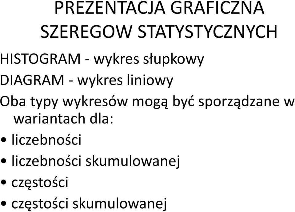 wykresów mogą byd sporządzane w wariantach dla: