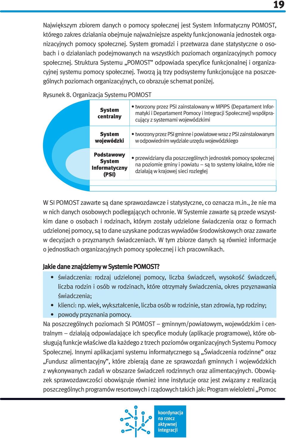 Struktura Systemu POMOST odpowiada specyfice funkcjonalnej i organizacyjnej systemu pomocy społecznej.