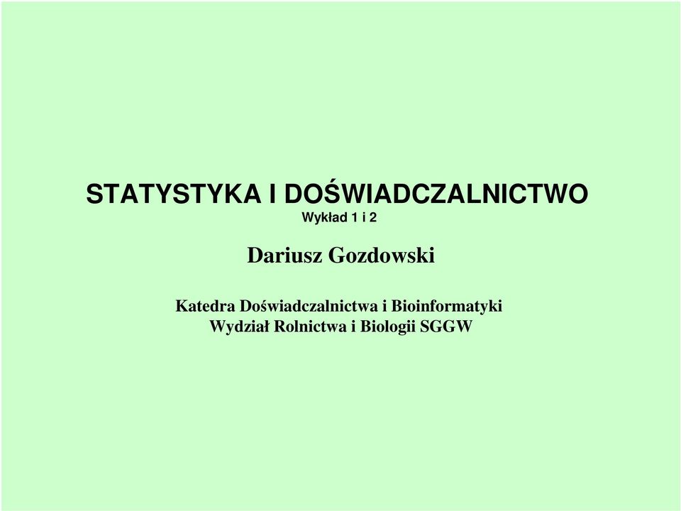 Katedra Doświadczalnictwa i