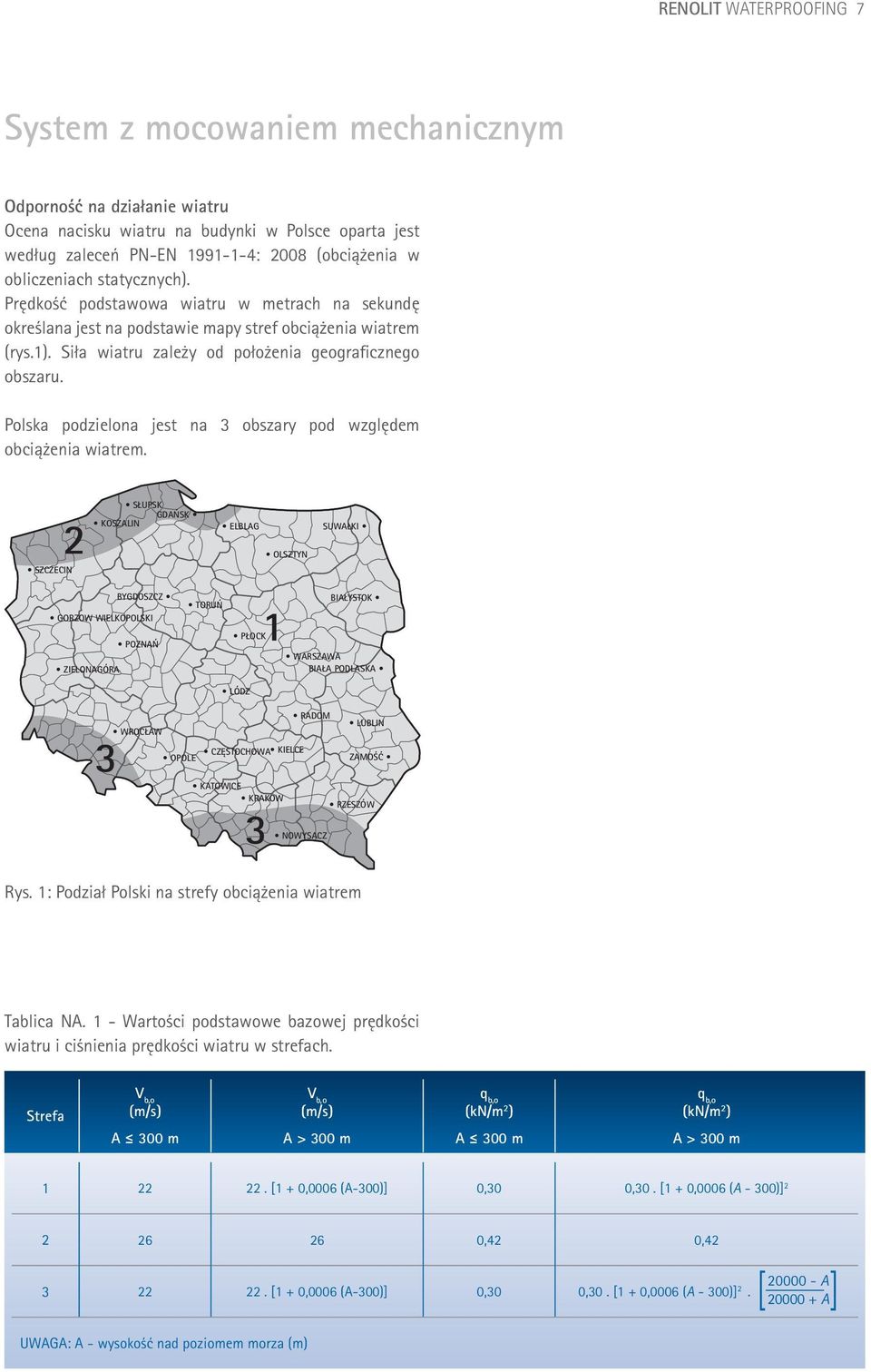 Polska podzielona jest na 3 obszary pod względem obciążenia wiatrem.
