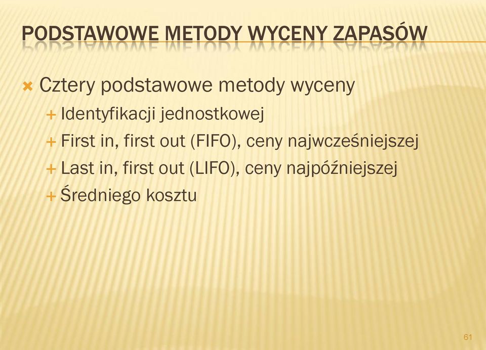 first out (FIFO), ceny najwcześniejszej Last in,