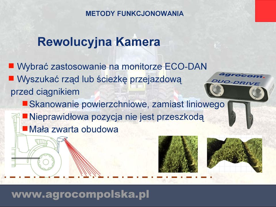 przed ciągnikiem Skanowanie powierzchniowe, zamiast