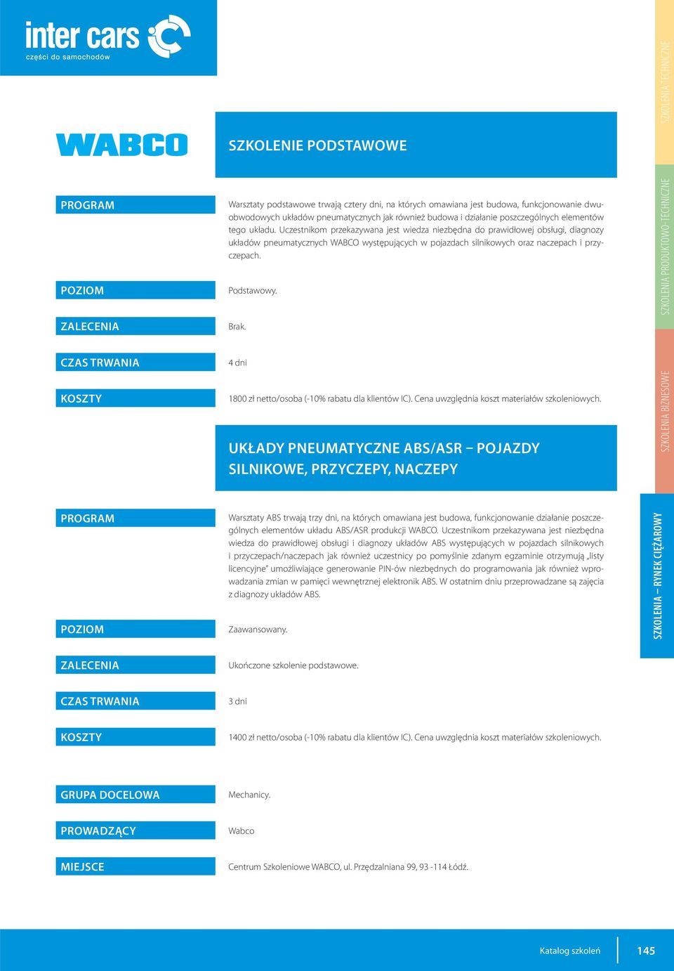 Uczestnikom przekazywana jest wiedza niezbędna do prawidłowej obsługi, diagnozy układów pneumatycznych WABCO występujących w pojazdach silnikowych oraz naczepach i przyczepach. Podstawowy.