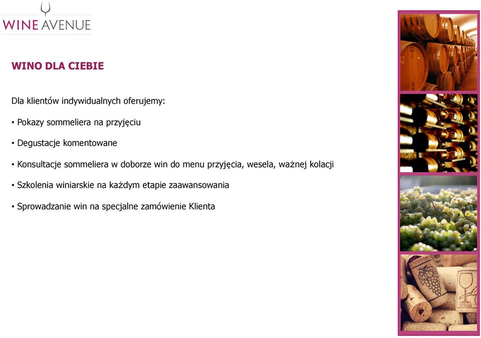 doborze win do menu przyjęcia, wesela, ważnej kolacji Szkolenia
