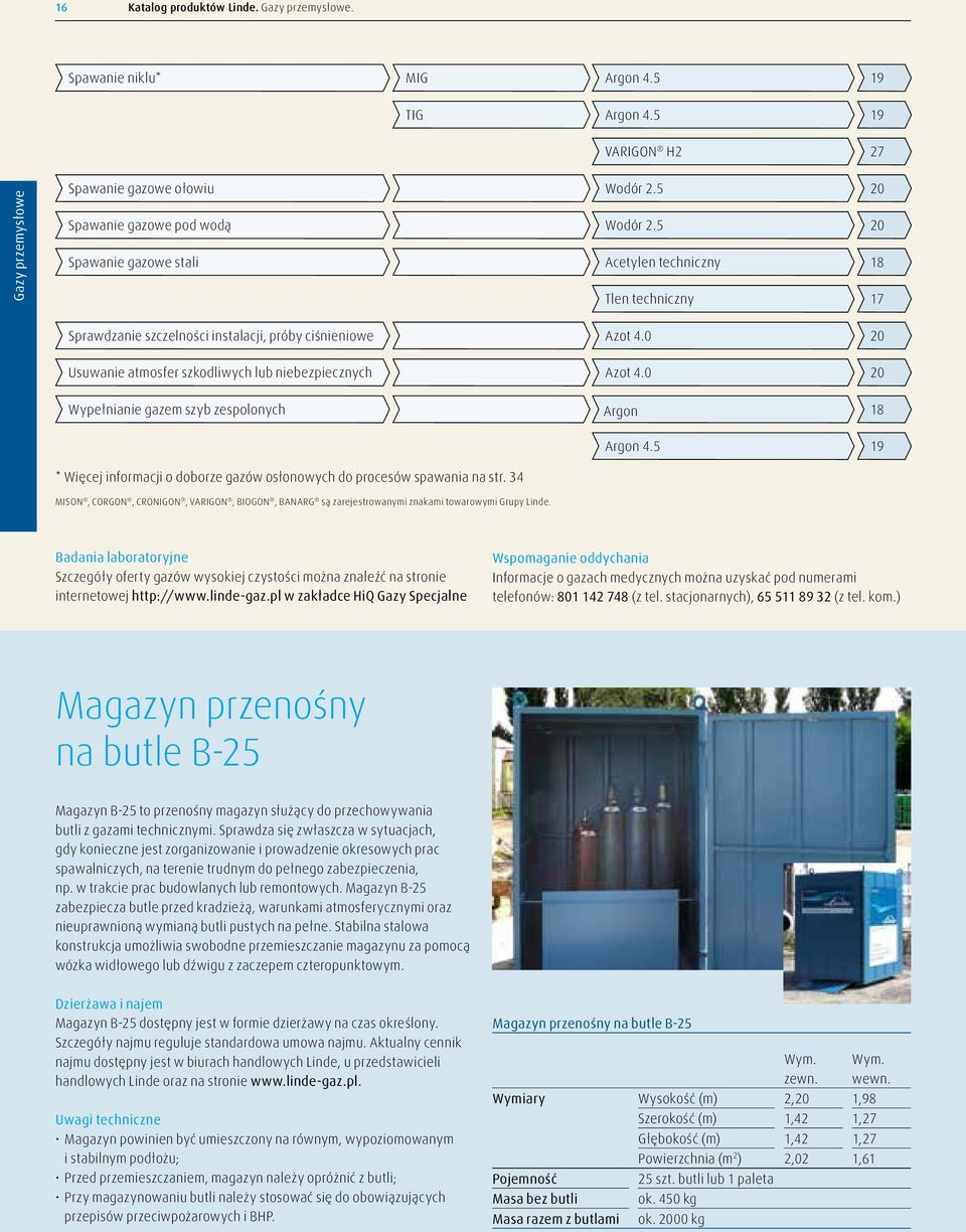 5 Acetylen techniczny Tlen techniczny 20 20 18 17 Sprawdzanie szczelności instalacji, próby ciśnieniowe Azot 4.0 20 Usuwanie atmosfer szkodliwych lub niebezpiecznych Azot 4.