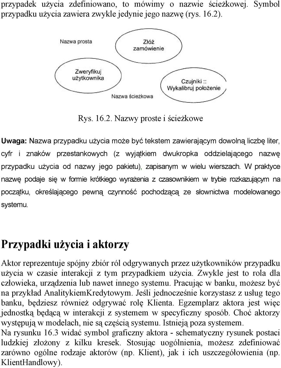 Nazwy proste i ścieżkowe Uwaga: Nazwa przypadku użycia może być tekstem zawierającym dowolną liczbę liter, cyfr i znaków przestankowych (z wyjątkiem dwukropka oddzielającego nazwę przypadku użycia od
