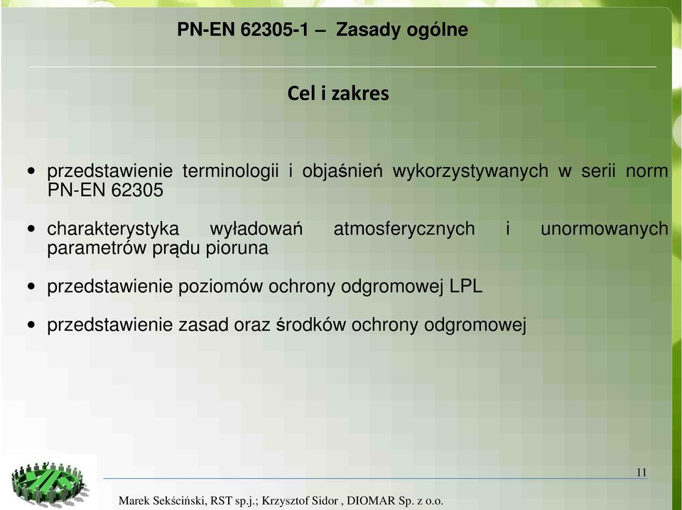 wyładowań atmosferycznych i unormowanych parametrów prądu pioruna