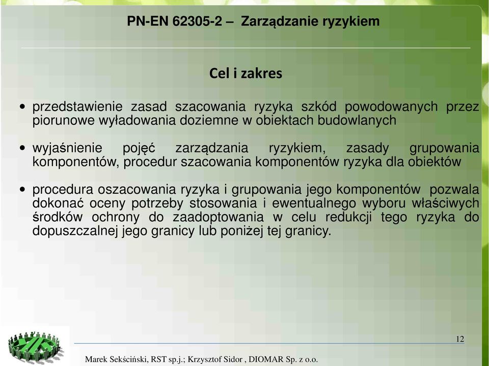 ryzyka dla obiektów procedura oszacowania ryzyka i grupowania jego komponentów pozwala dokonać oceny potrzeby stosowania i ewentualnego