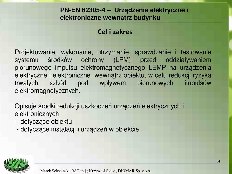 i elektroniczne wewnątrz obiektu, w celu redukcji ryzyka trwałych szkód pod wpływem piorunowych impulsów elektromagnetycznych.