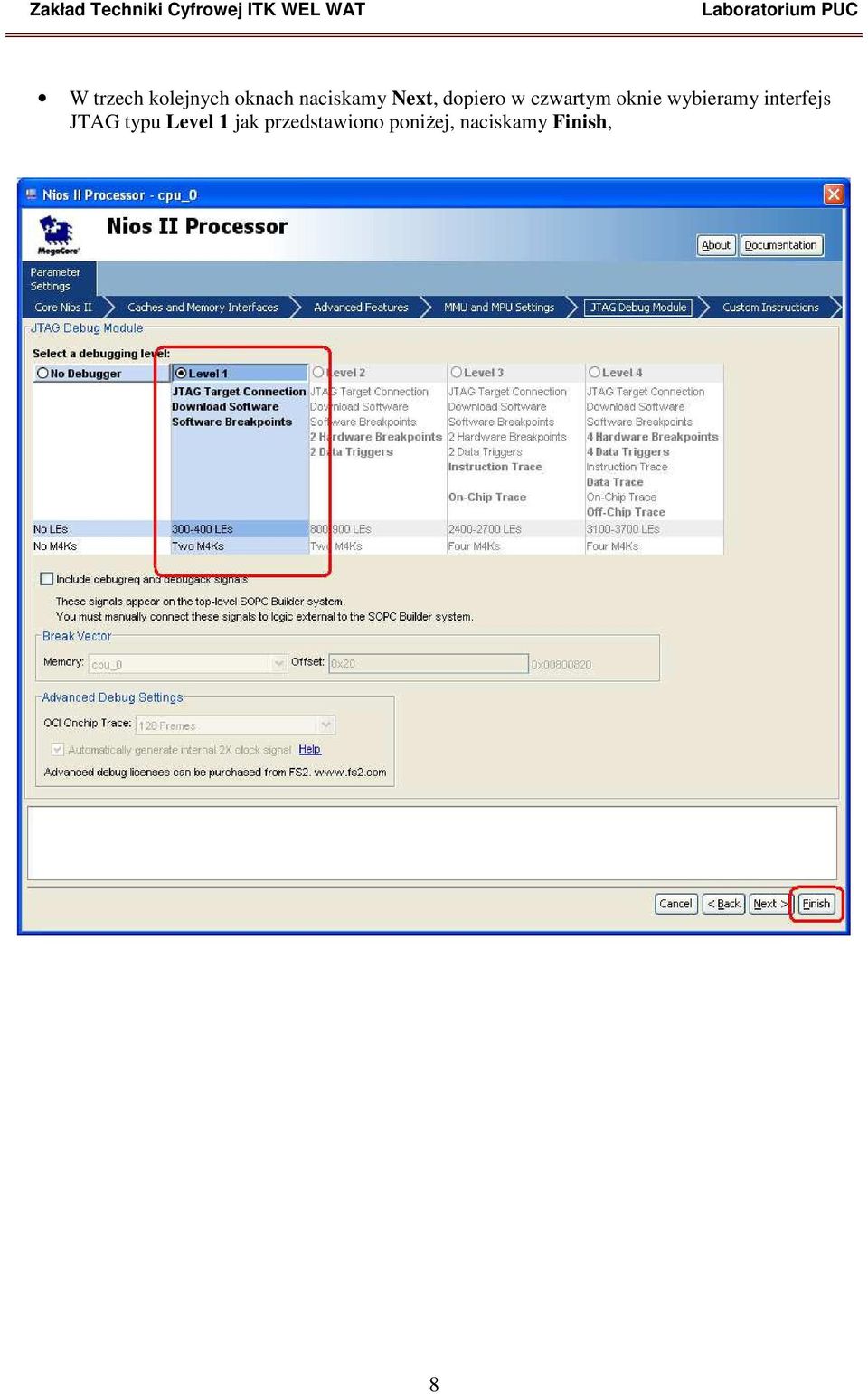 wybieramy interfejs JTAG typu Level 1
