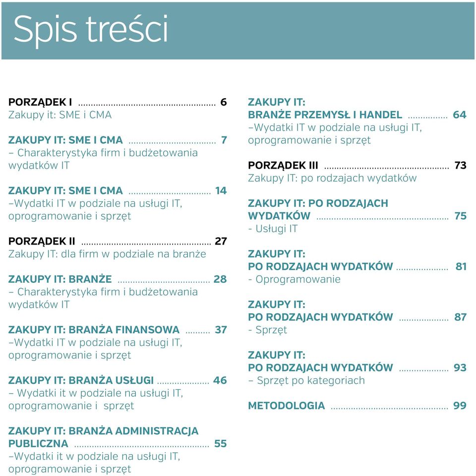 .. 28 Charakterystyka firm i budżetowania wydatków IT ZAKUPY IT: BRANŻA FINANSOWA... 37 Wydatki IT w podziale na usługi IT, oprogramowanie i sprzęt ZAKUPY IT: BRANŻA USŁUGI.