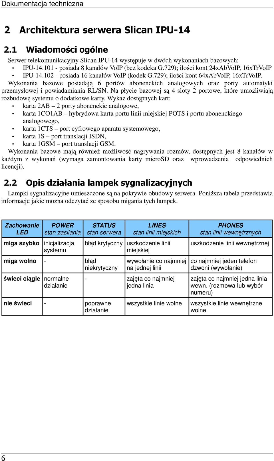 Wykonania bazowe posiadają 6 portów abonenckich analogowych oraz porty automatyki przemysłowej i powiadamiania RL/SN.