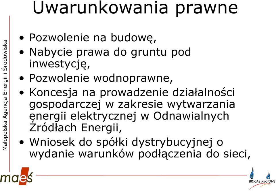 gospodarczej w zakresie wytwarzania energii elektrycznej w Odnawialnych