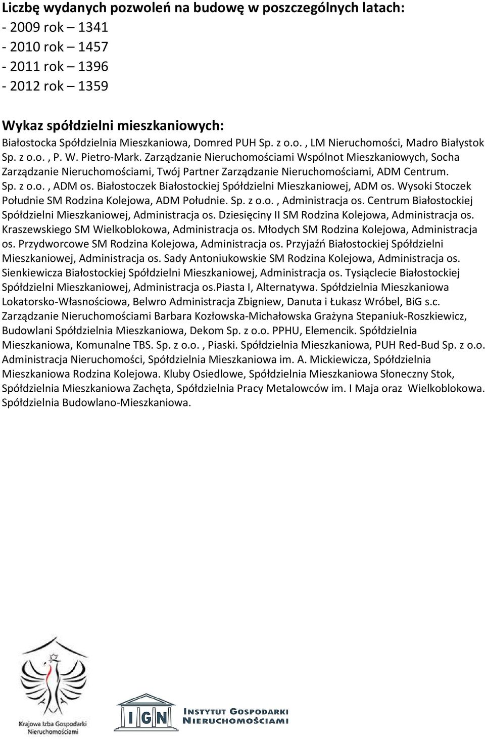 Zarządzanie Nieruchomościami Wspólnot Mieszkaniowych, Socha Zarządzanie Nieruchomościami, Twój Partner Zarządzanie Nieruchomościami, ADM Centrum. Sp. z o.o., ADM os.