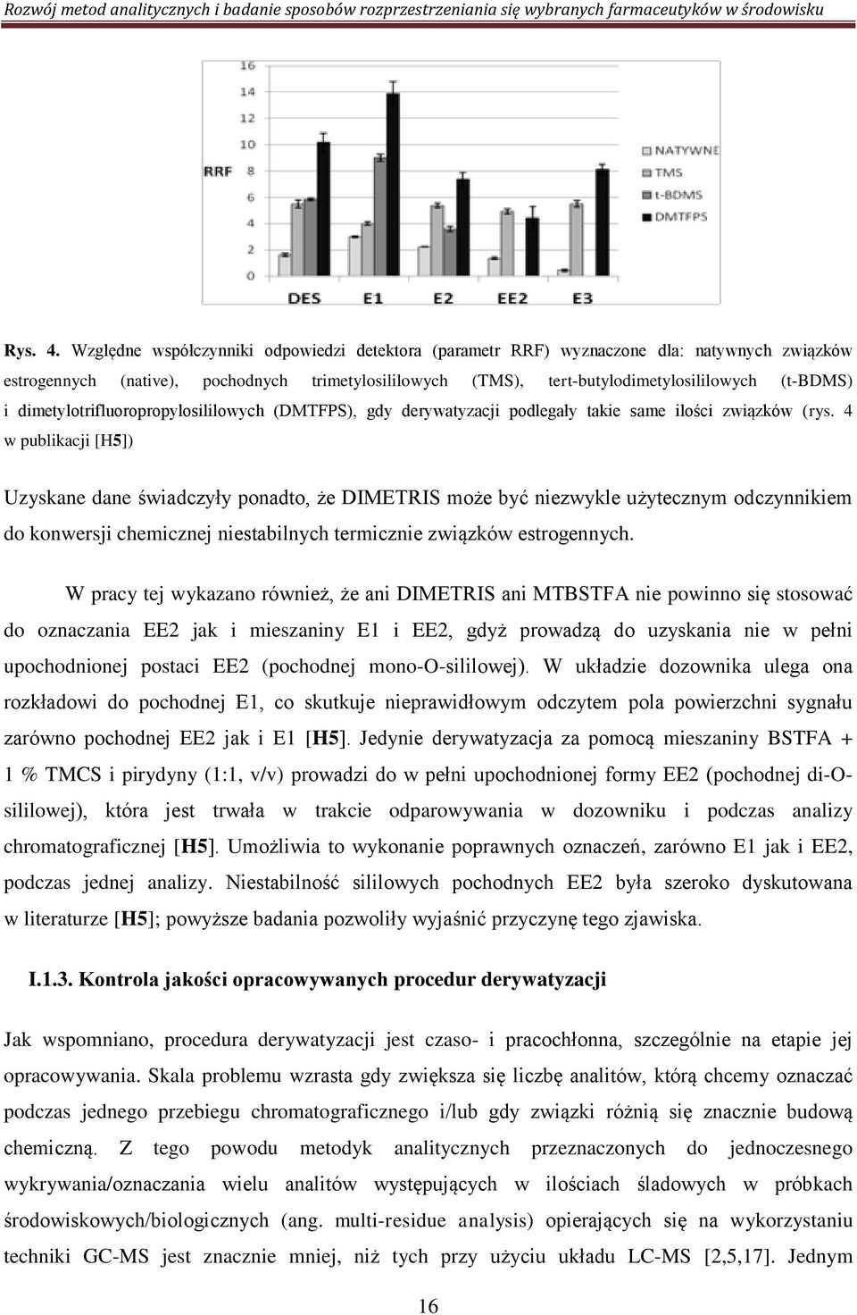 dimetylotrifluoropropylosililowych (DMTFPS), gdy derywatyzacji podlegały takie same ilości związków (rys.