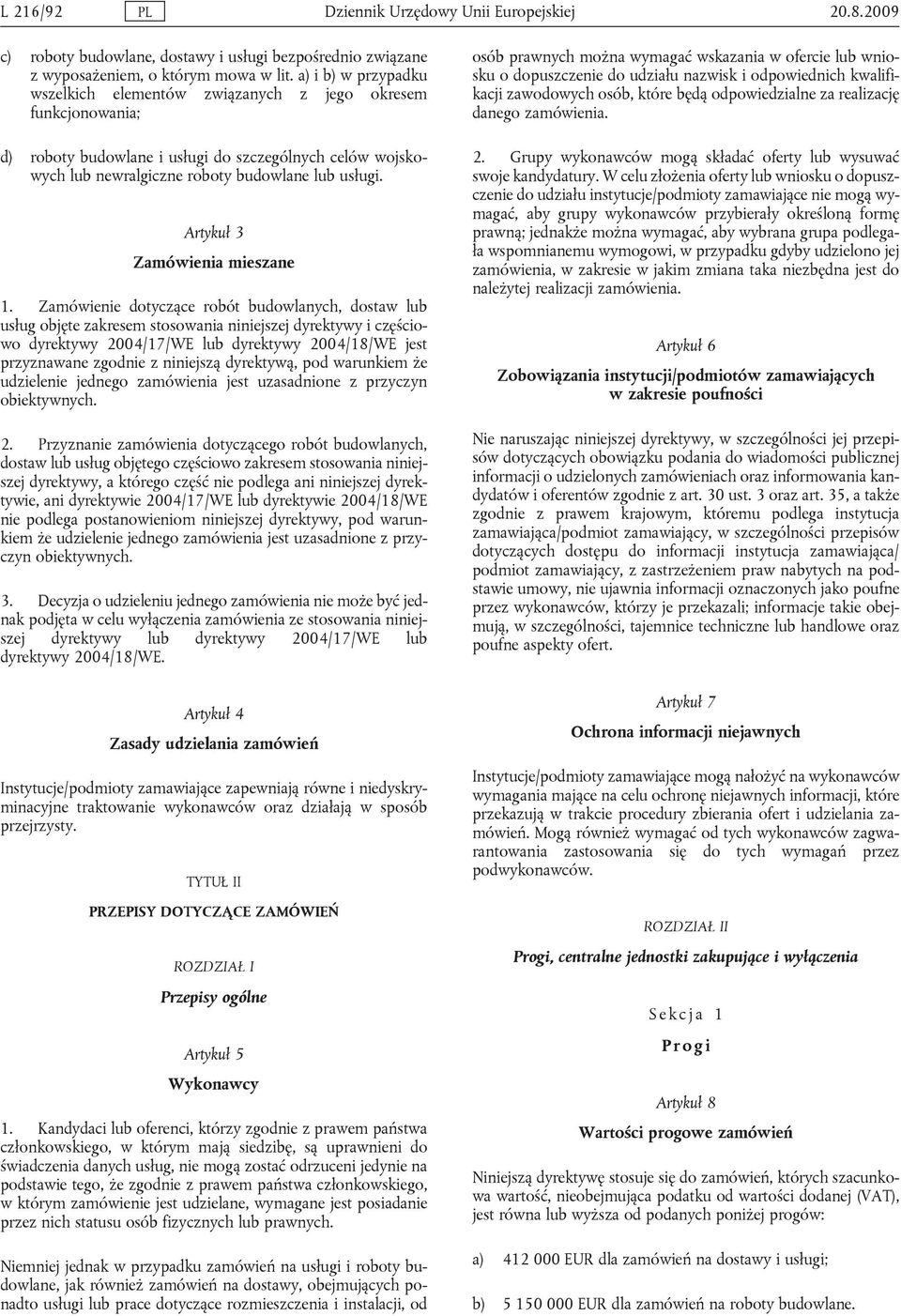 Artykuł 3 Zamówienia mieszane 1.
