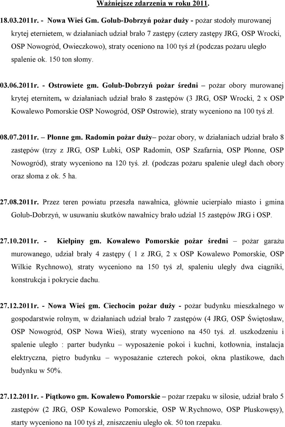 (podczas pożaru uległo spalenie ok. 150 ton słomy. 03.06.2011r. - Ostrowiete gm.