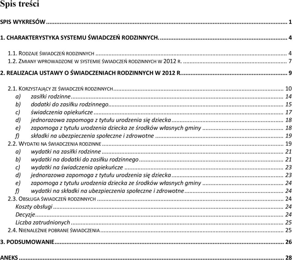 .. 17 d) jednorazowa zapomoga z tytułu urodzenia się dziecka... 18 e) zapomoga z tytułu urodzenia dziecka ze środków własnych gminy... 18 f) składki na ubezpieczenia społeczne i zdrowotne... 19 2.