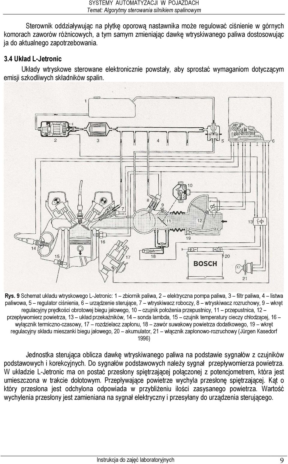 4 Układ L-Jetronic Układy wtryskowe sterowane elektronicznie powstały, aby sprostać wymaganiom dotyczącym emisji szkodliwych składników spalin. Rys.