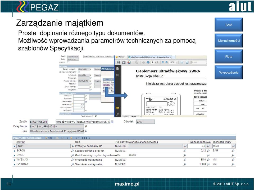 MoŜliwość wprowadzania parametrów technicznych