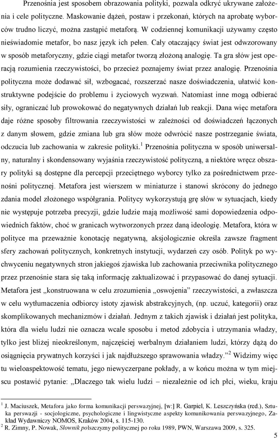 Metafory jako narzędzie poznania polityki i oddziaływania politycznego -  PDF Darmowe pobieranie