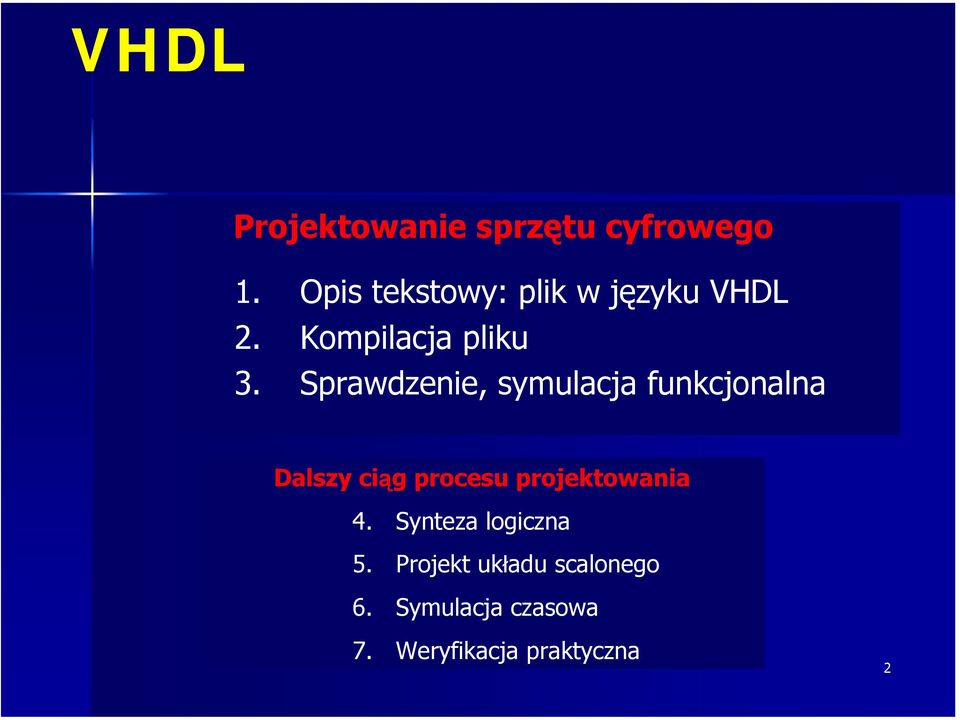 Sprawdzenie, symulacja funkcjonalna Dalszy ciąg procesu