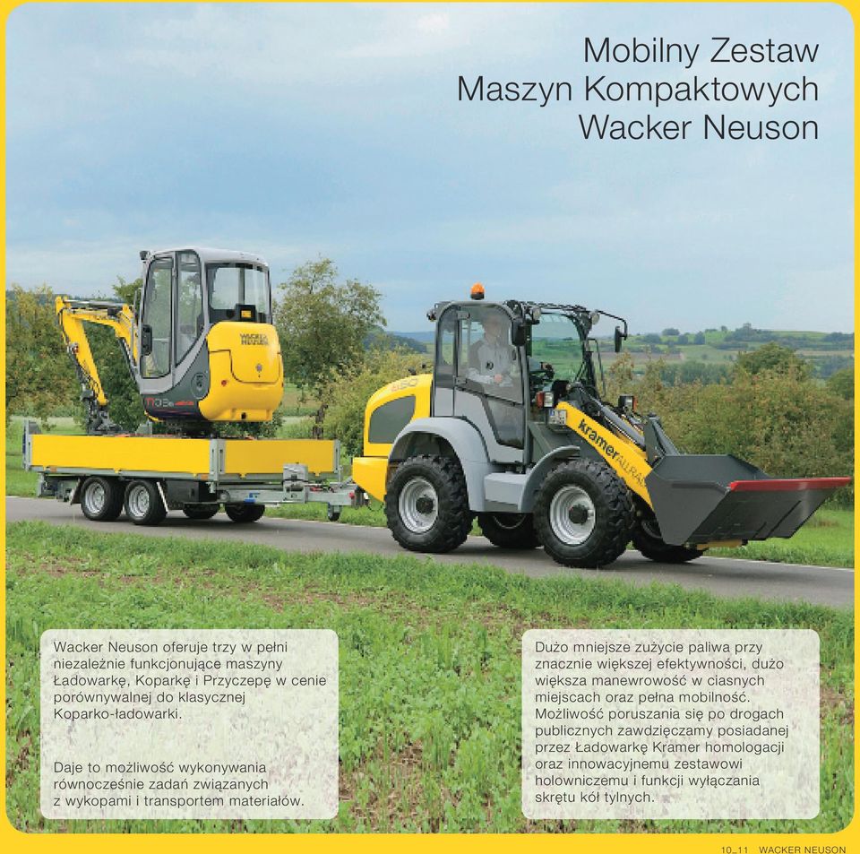 Dużo mniejsze zużycie paliwa przy znacznie większej efektywności, dużo większa manewrowość w ciasnych miejscach oraz pełna mobilność.