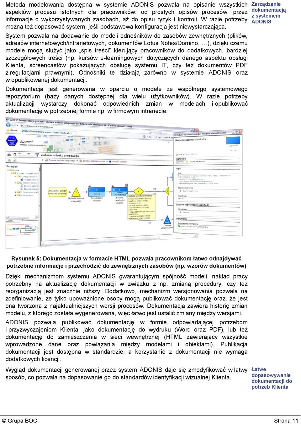 System pozwala na dodawanie do modeli odnośników do zasobów zewnętrznych (plików, adresów internetowych/intranetowych, dokumentów Lotus Notes/Domino, ), dzięki czemu modele mogą służyć jako spis