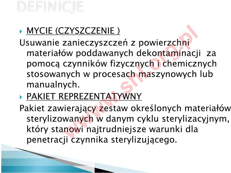 PAKIET REPREZENTATYWNY Pakiet zawierający zestaw określonych materiałów sterylizowanych w danym